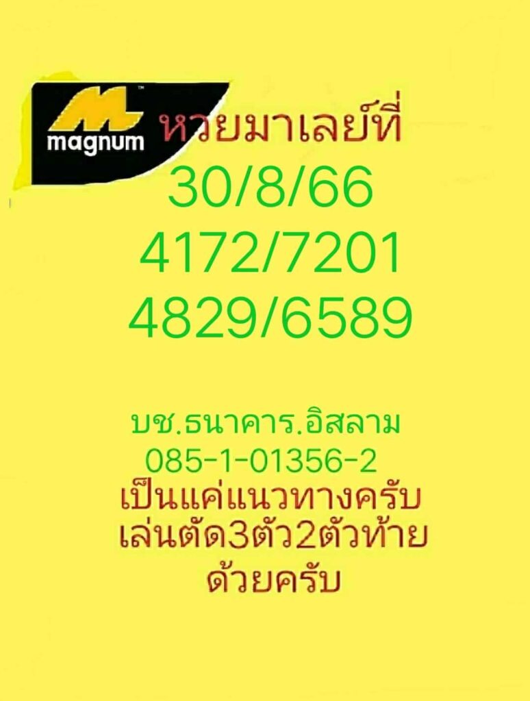 แนวทางหวยมาเลย์ 30/8/66 ชุดที่ 5