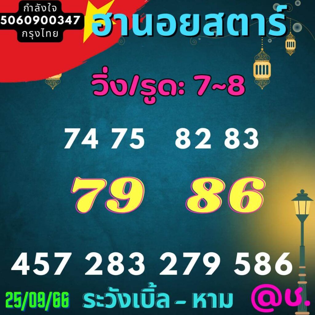 แนวทางหวยฮานอย 25/9/66 ชุดที่ 6