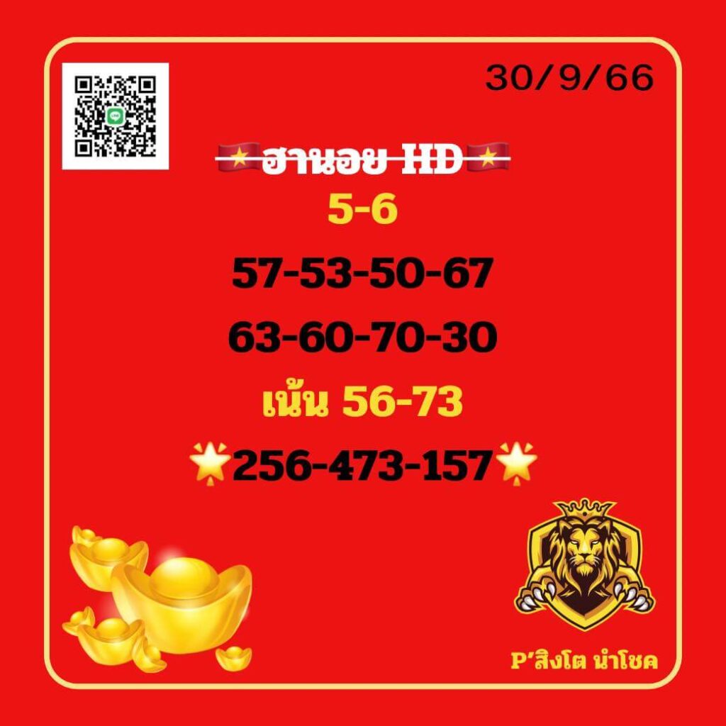 แนวทางหวยฮานอย 30/9/66 ชุดที่ 13