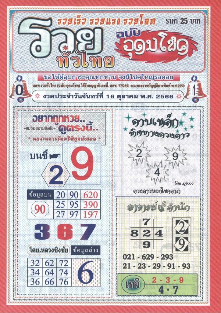 หวยเกจิอาจารย์9สำนัก 16/10/66