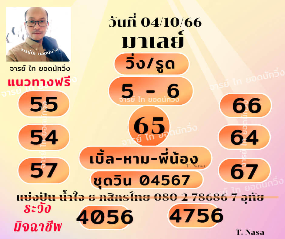 แนวทางหวยมาเลย์ 4/10/66 ชุดที่ 5