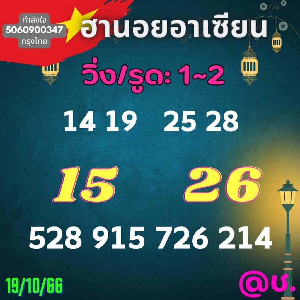 แนวทางหวยฮานอย 19/10/66 ชุดที่ 15