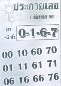 หวยประกายเลข 1/12/66
