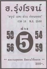 หวยอาจารย์รุ่งโรจน์ 16/11/66