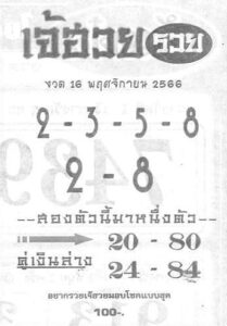 หวยเจ้ฮวยรวย 16/11/66