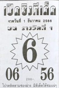 หวยเปิดซิงทีเด็ด 1/12/66