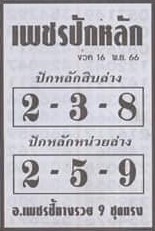 หวยเพชรปักหลัก 16/11/66