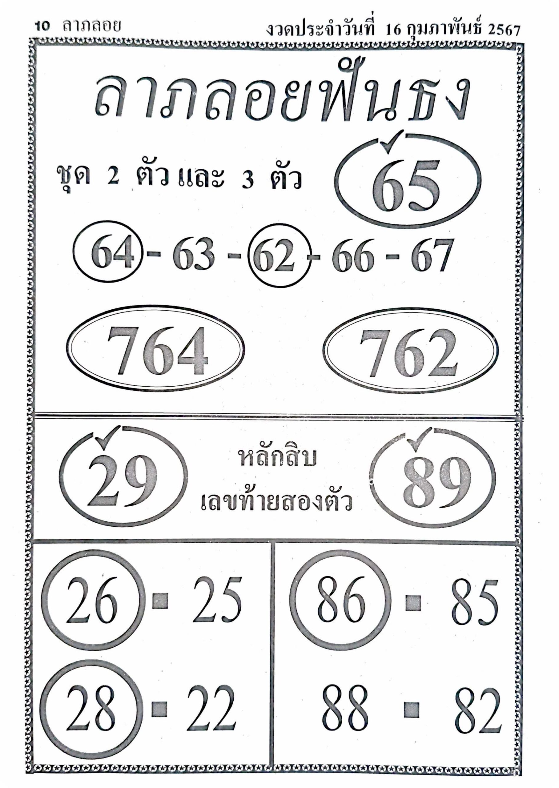หวยลาภลอยฟันธง 16-2-67