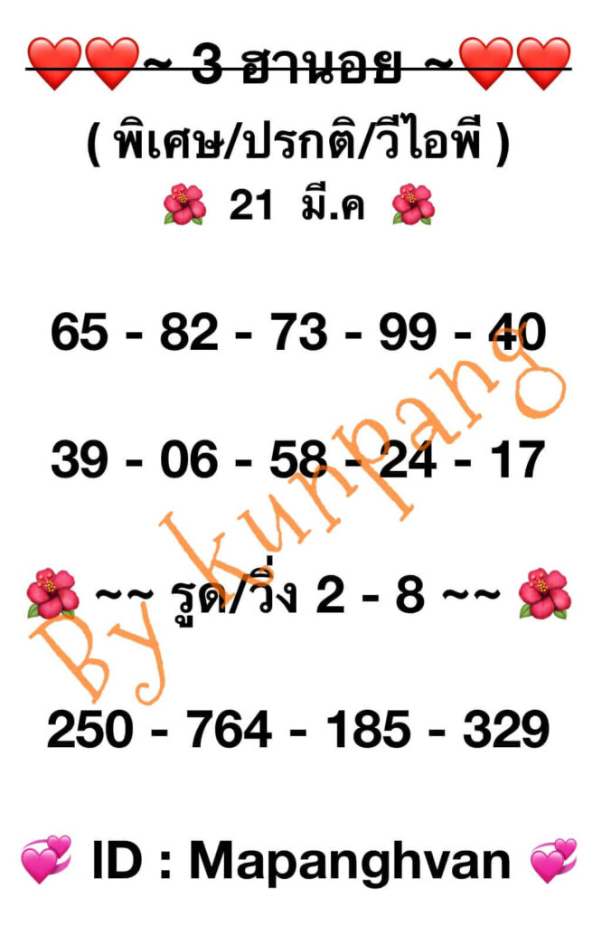 หวยฮานอย 21-3-67 ชุด3