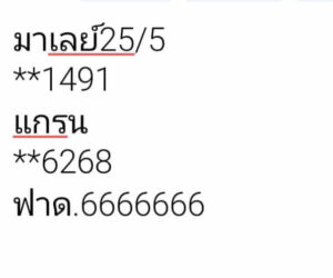 แนวทางหวยมาเลย์ 25/5/67 ชุดที่ 8