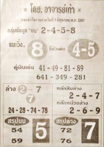หวยอาจารย์เก่า 1/6/67