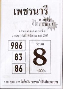 หวยเพชรนารี 16/6/67