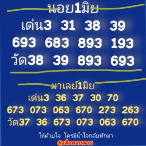 แนวทางหวยมาเลย์ 1/6/67 ชุดที่ 2