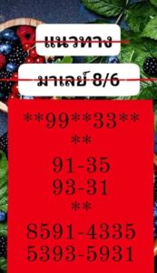 แนวทางหวยมาเลย์ 8/6/67 ชุดที่ 4