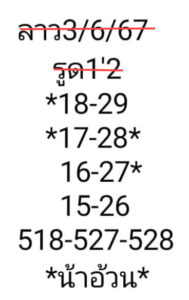 แนวทางหวยลาว 3/6/67 ชุดที่ 5