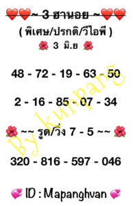 แนวทางหวยฮานอย 3/6/67 ชุดที่ 5