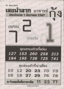 เลขนำลาภอาจารย์กุ้ง 1/12/67