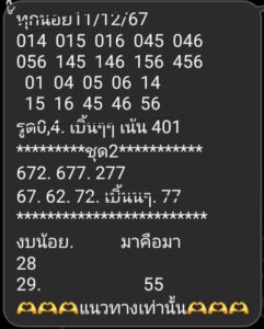 แนวทางหวยฮานอย 11/12/67 ชุดที่ 1