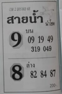 หวยสายน้ำ นำโชค 2/1/68