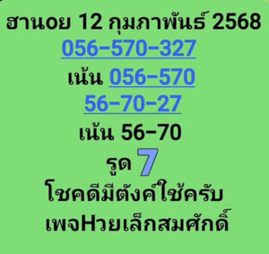 แนวทางหวยฮานอย 12/2/68 ชุดที่ 4