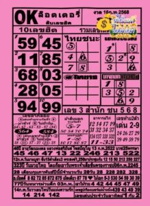 หวยOKลอตเตอรี่ 16/2/68
