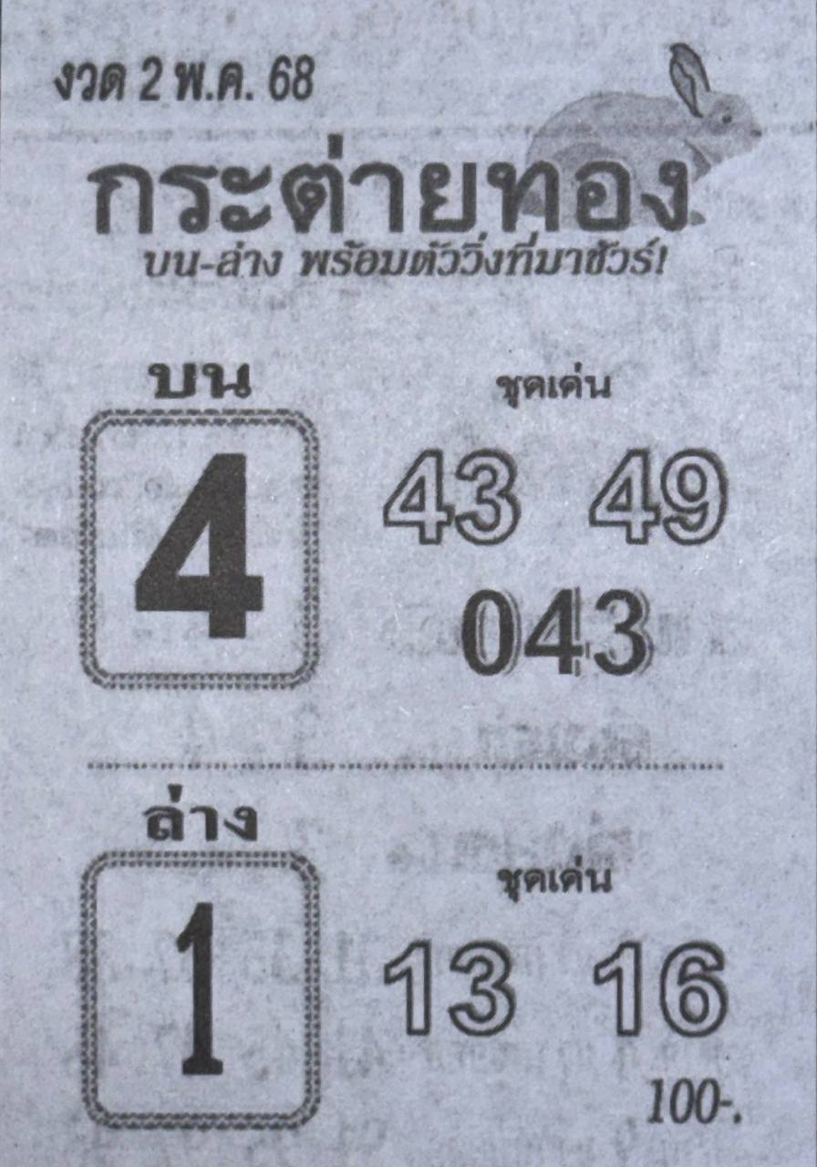 หวยกระต่ายทอง 2/5/6