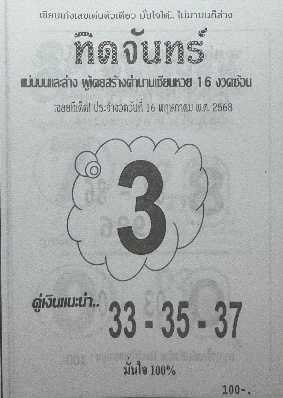 หวยทิดจันทร์ 16/5/68