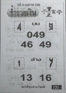 หวยร่ำรวยเงิน 16/5/68