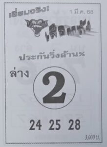 หวยเสือตกถัง 1/3/68