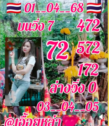 หวยเอื้อยหล่า 1/4/68