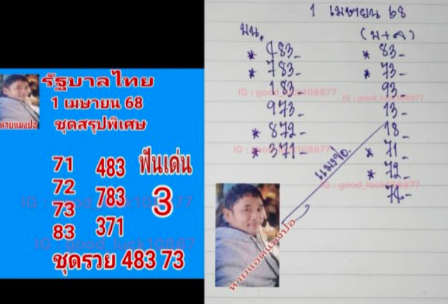 หวยแมงปอ 1/4/68