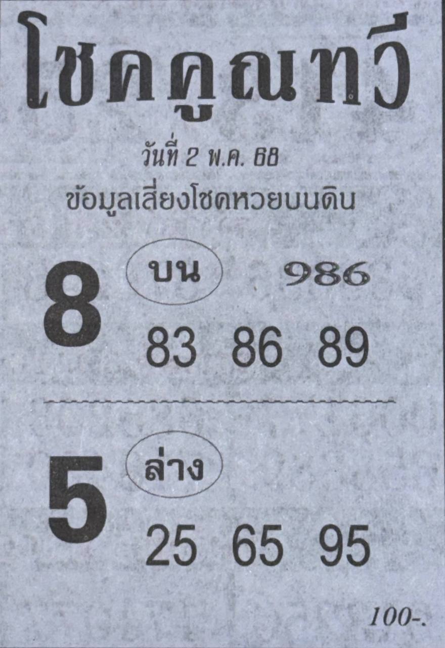 หวยโชคคูณทวี 2/5/68