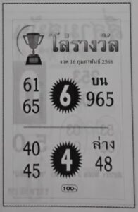 หวยโล่รางวัล 16/2/68