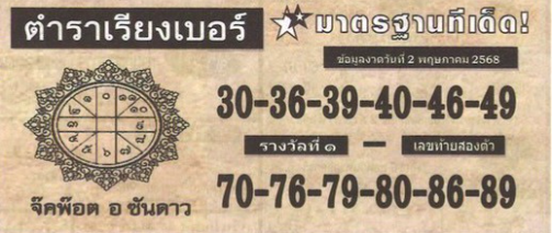 หวยตําราเรียงเบอร์ 2/5/68