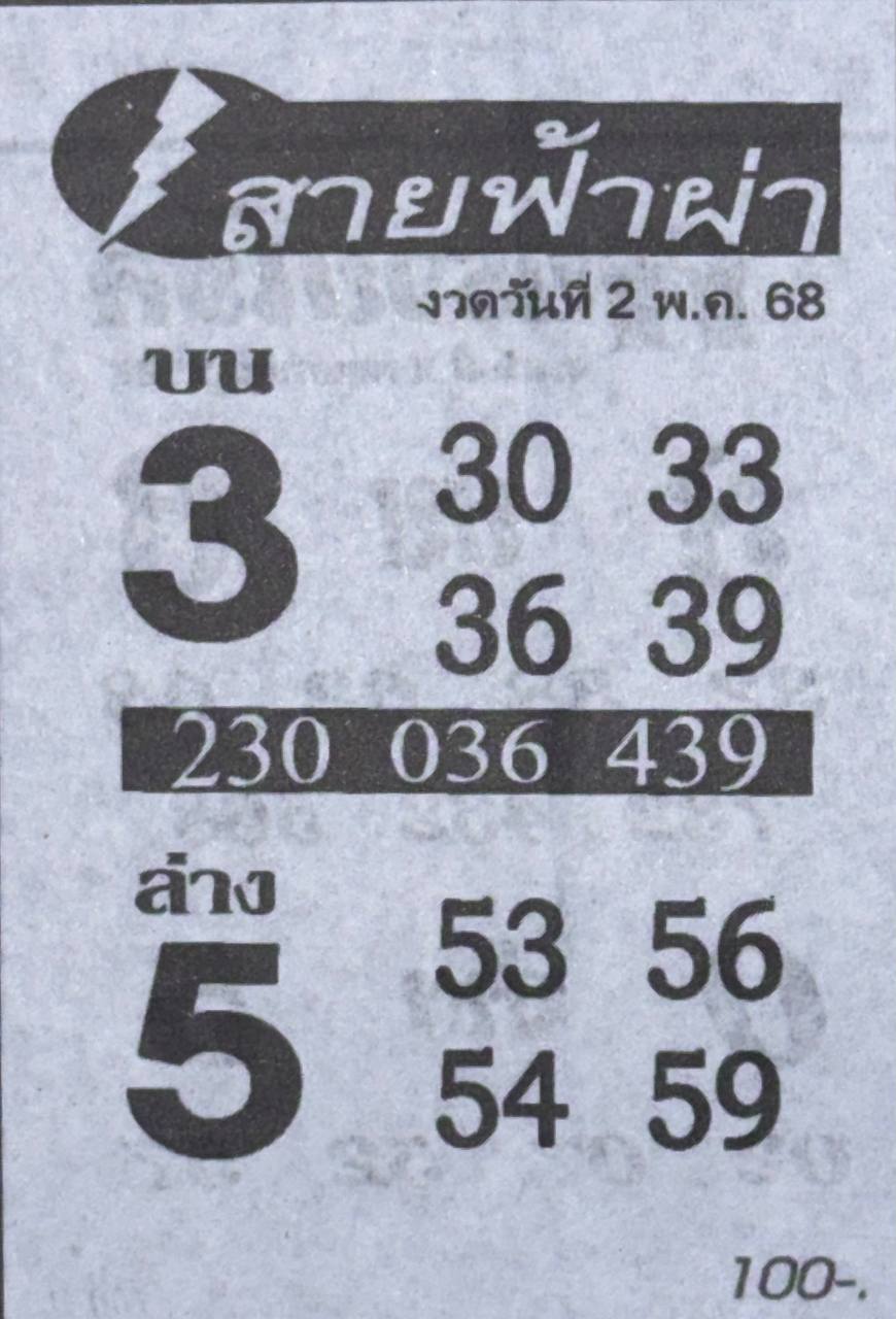 หวยสายฟ้าผ่า 2/5/68