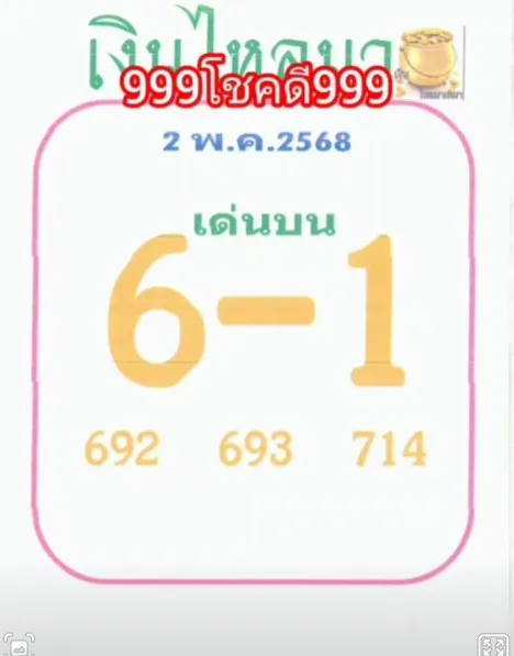 หวยเงินไหลมา 2/5/68