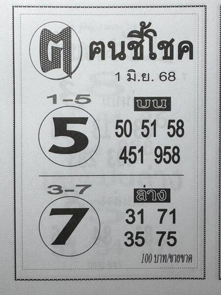 หวยคนชี้โชค 1/6/68