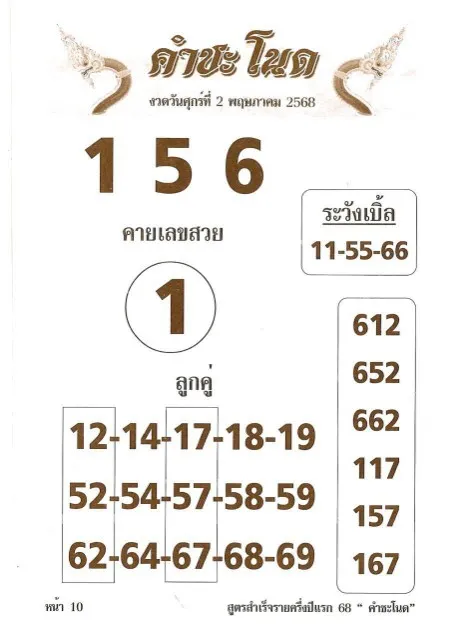 หวยคำชะโนด 2/5/68