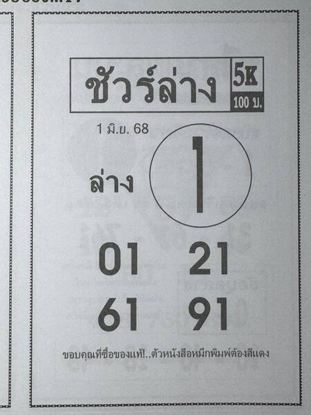 หวยชัวร์ล่าง 1/6/68
