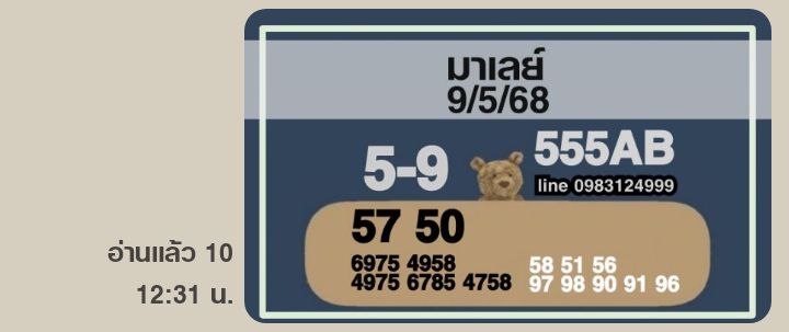 หวยมาเลย์ 9-4-68-5