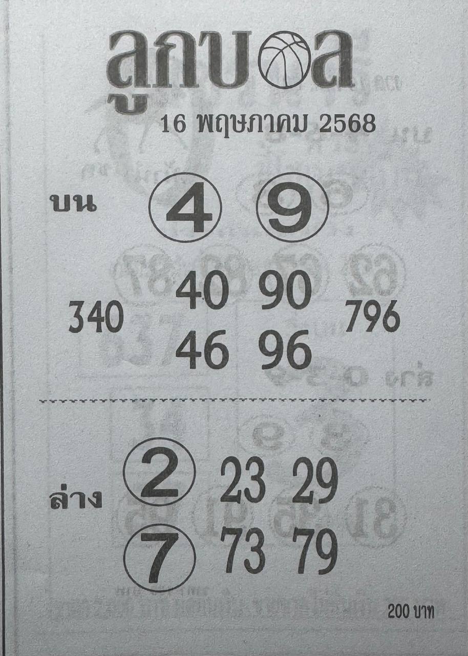 หวยลูกบอล 16/5/68