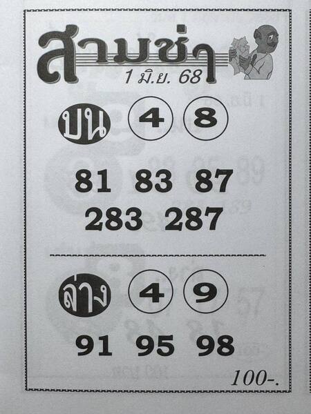 หวยสามช่า 1/6/68
