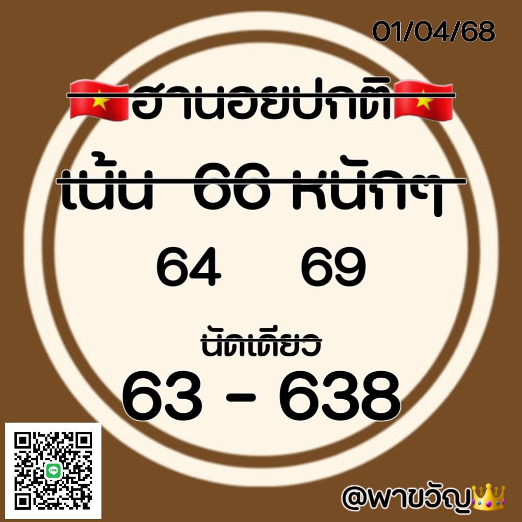 แนวทางหวยฮานอย 1/4/68-4
