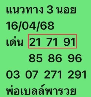 หวยฮานอย 16-4-68