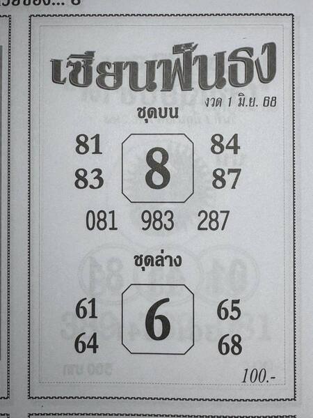 หวยเซียนฟังธง 1/6/68