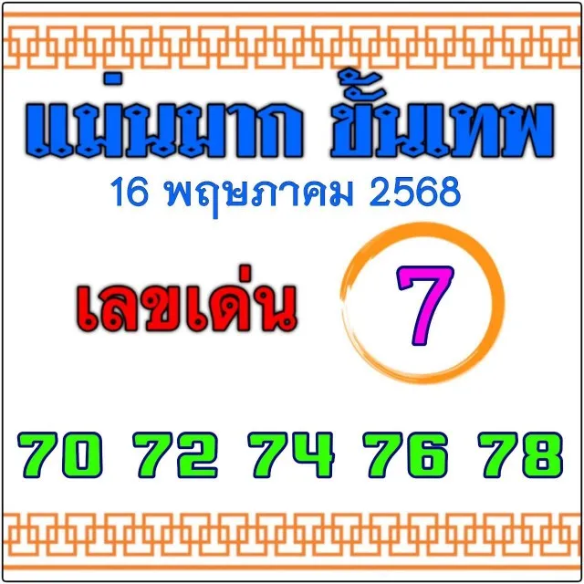 หวยแม่นมาก 16/5/68
