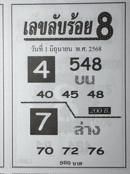เลขลับร้อย8 1/6/68