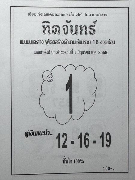 หวยทิดจันทร์ 1/6/68
