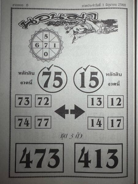 หวยนอนมา 1/6/68