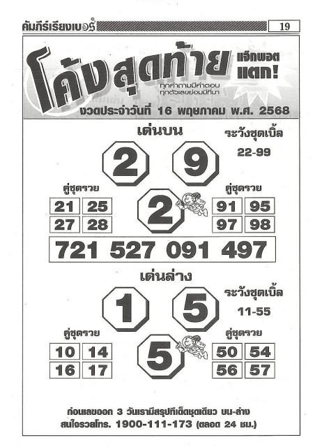หวยโค้งสุดท้าย 1/6/68